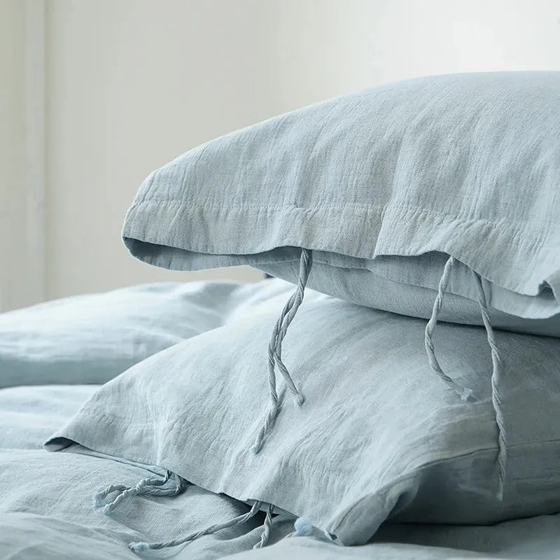 Texture Cotton Linen Blend Duvet Cover Set - 图片 7