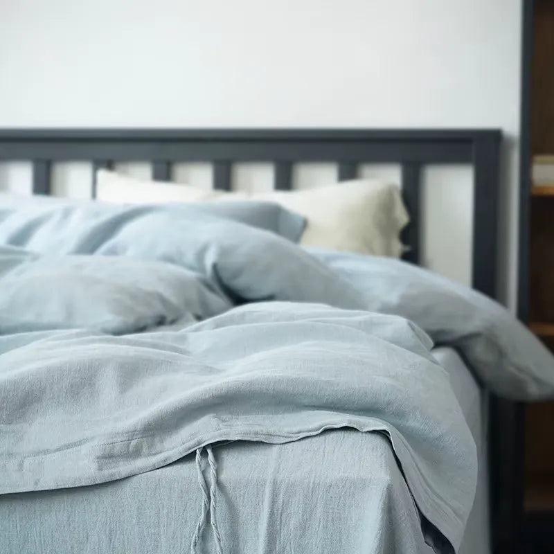 Texture Cotton Linen Blend Duvet Cover Set - 图片 11