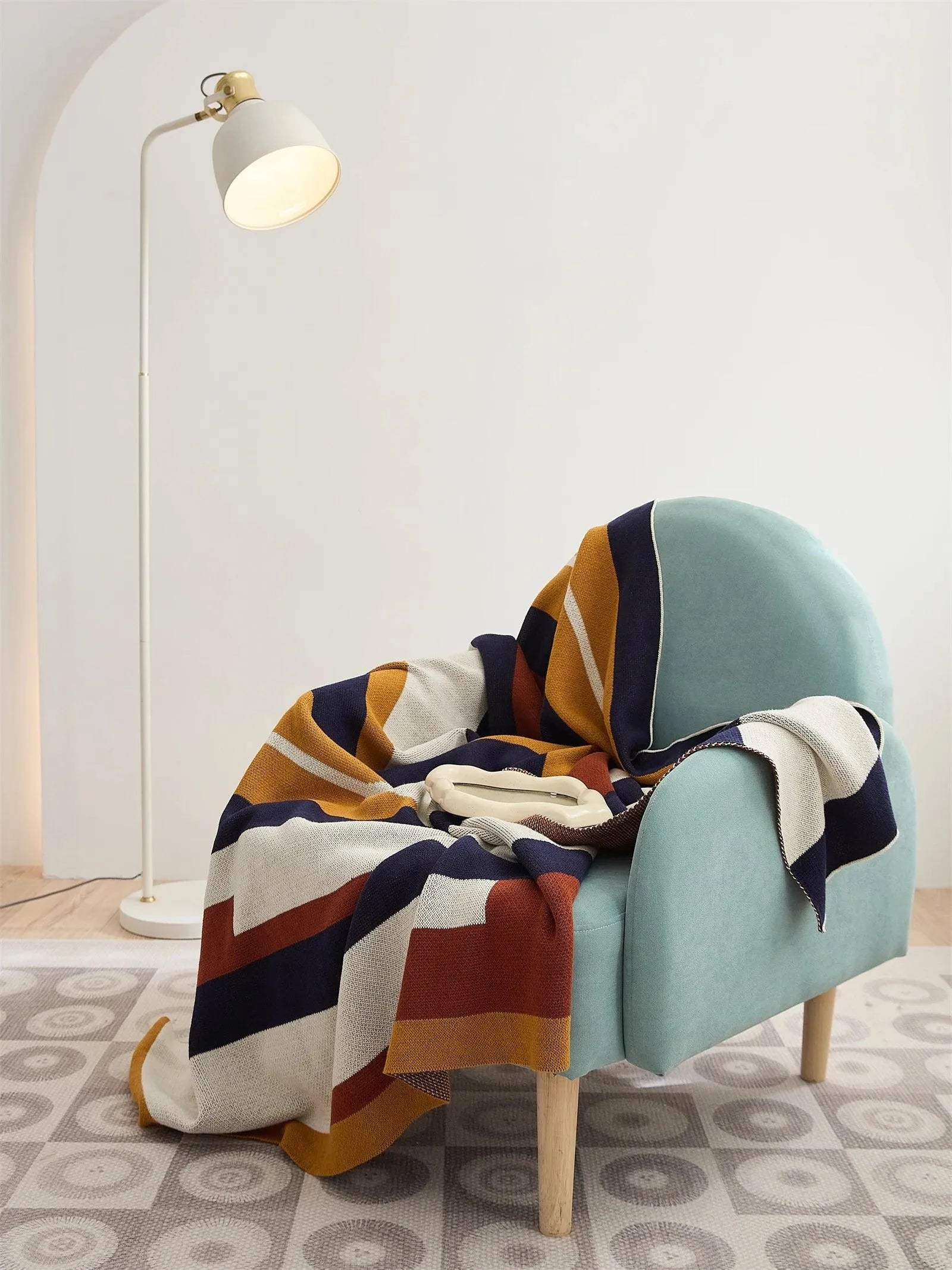 Tranquil Color Stripe Cotton Throw Blanket - 图片 5