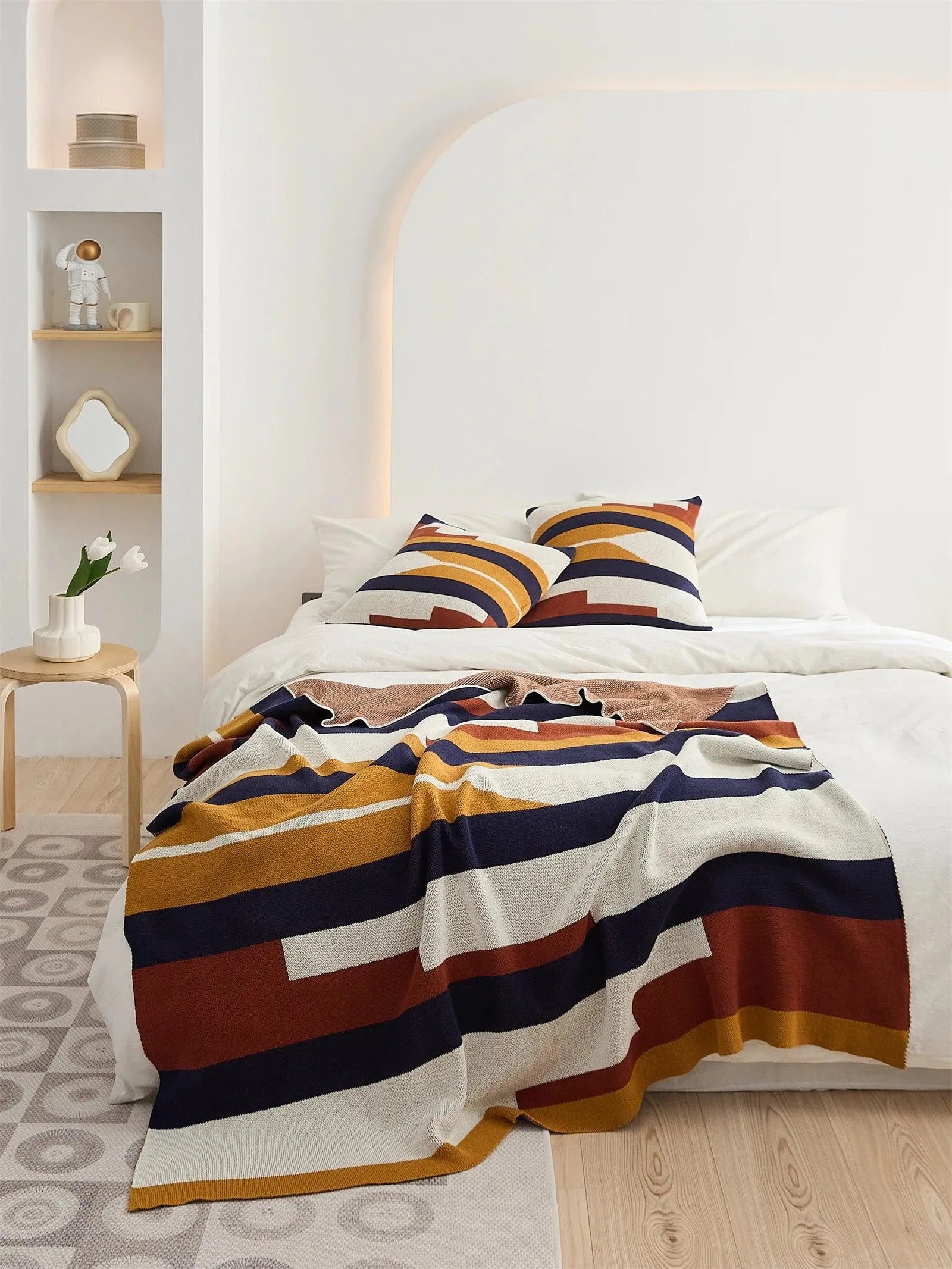 Tranquil Color Stripe Cotton Throw Blanket - 图片 6