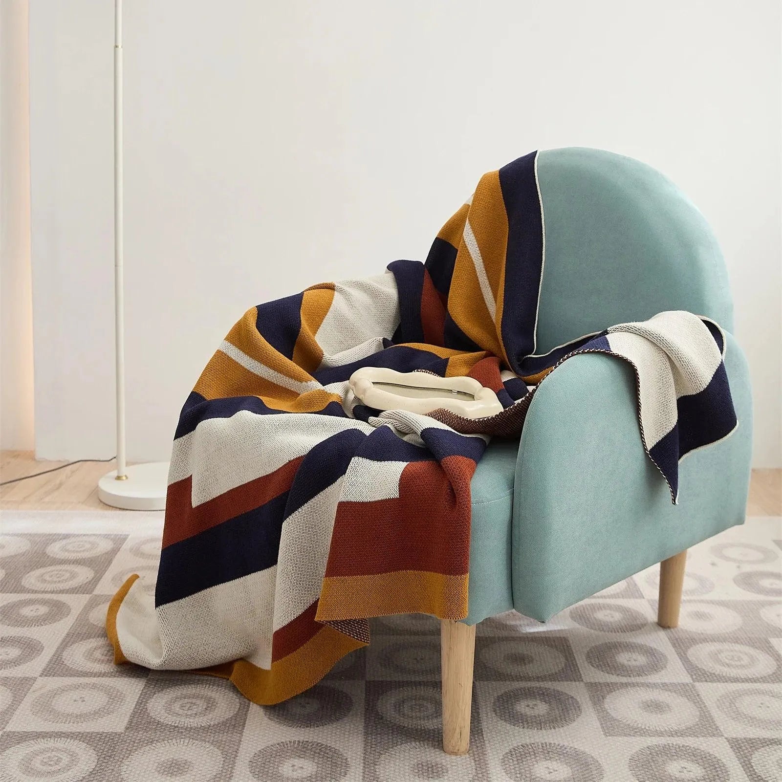 Tranquil Color Stripe Cotton Throw Blanket