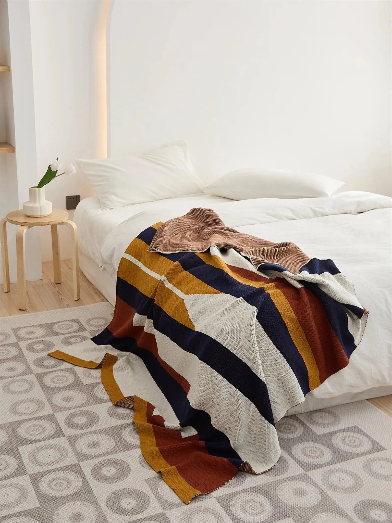 Tranquil Color Stripe Cotton Throw Blanket - 图片 7